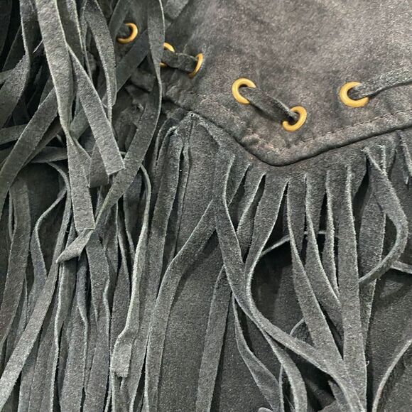 VTG Beyond Leather Mens Western Black Fringe Suede Jacket SZ XL 80s Flaws‎ - Picture 9 of 13